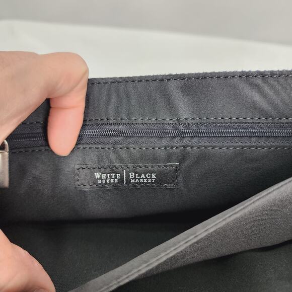 White House Black Market Blue Snakeskin pattern with Black Trim Shoulder Purse - Picture 12 of 15